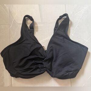 Lands' End Underwire Twist Tie Black Bikini Top, size 16W DDD